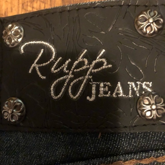 Blingy Blue Straight Leg Jeans with Contrast Stitching - Picture 4 of 9